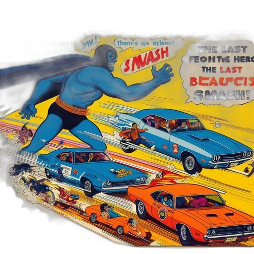 car, comic book art, concept art, vivid transparent PNG cut-out