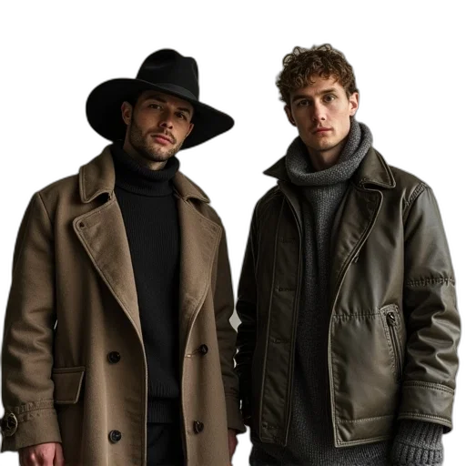 jacket, hat, earth tones, album transparent PNG cut-out