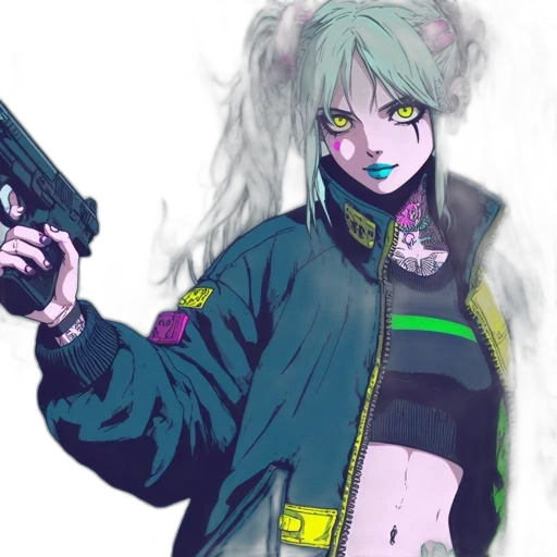 weapon, jacket, cyberpunk, anime transparent PNG cut-out