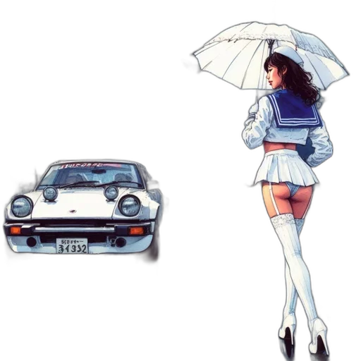 car, dress, umbrella, concept art transparent PNG cut-out