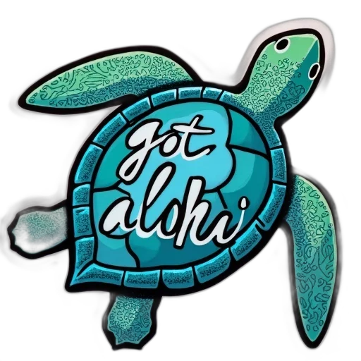 blue, green, turtle, sticker transparent PNG cut-out