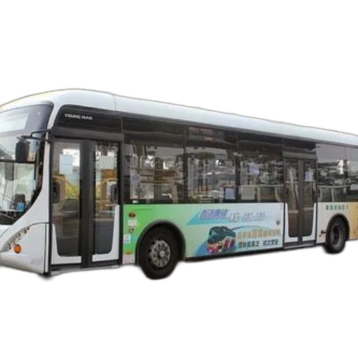 3d render, white, bus, green transparent PNG cut-out