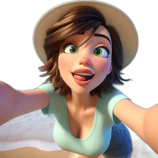 face, hat, dress, 3d render transparent PNG cut-out