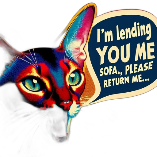 3d render, neon-style, cat, speaks transparent PNG cut-out