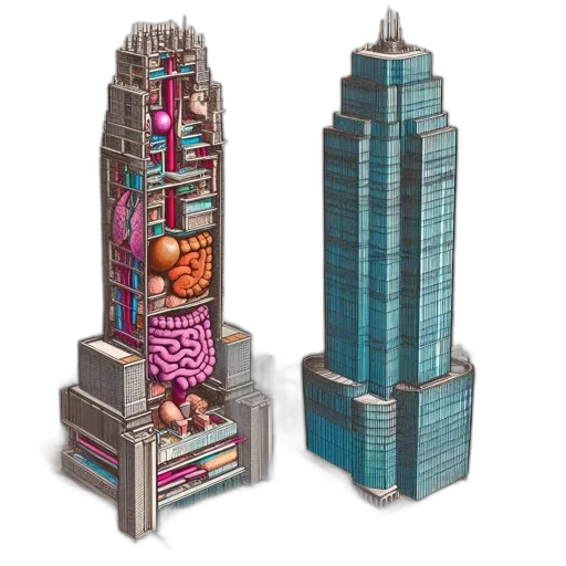 building, 3d render, concept art, pixel art transparent PNG cut-out