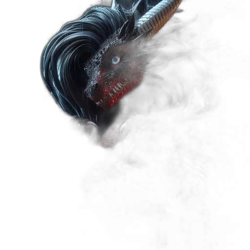 dragon, hair, creature, mask transparent PNG cut-out
