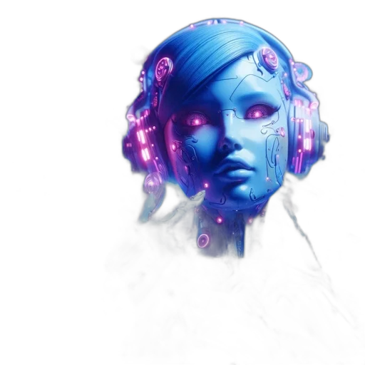 robot, face, mask, cyberpunk transparent PNG cut-out