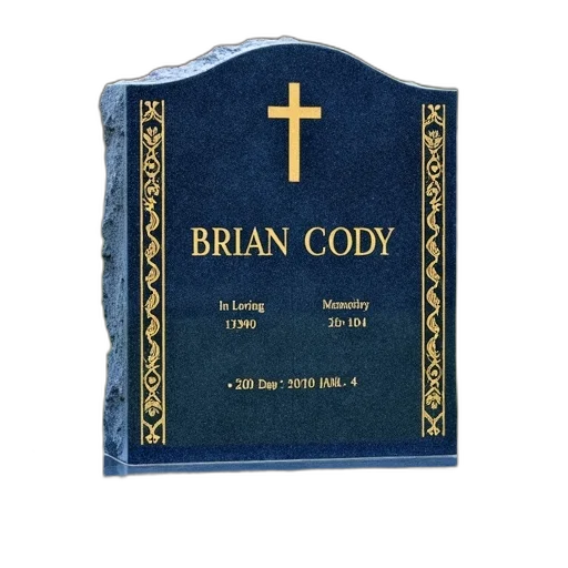 blue, granite, headstone, gold transparent PNG cut-out