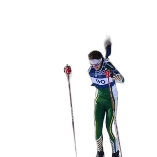 staff, skier, green, white transparent PNG cut-out