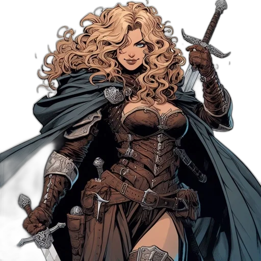 comic book art, concept art, fantasy art, female transparent PNG cut-out