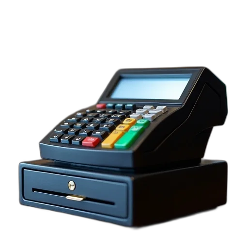 3d render, cash, register, machine transparent PNG cut-out