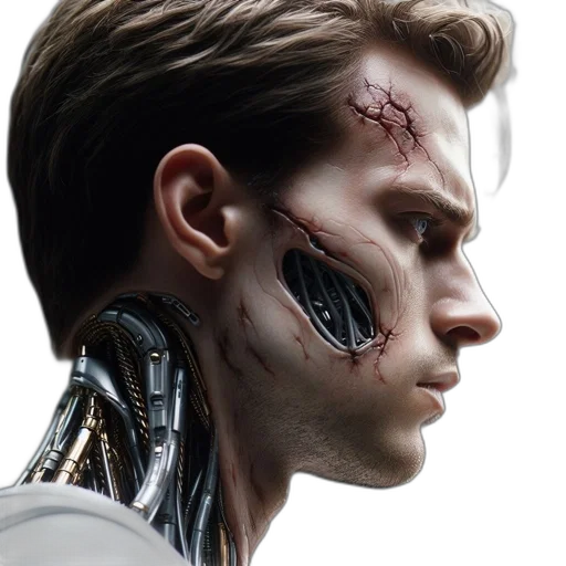robot, face, cyberpunk, concept art transparent PNG cut-out