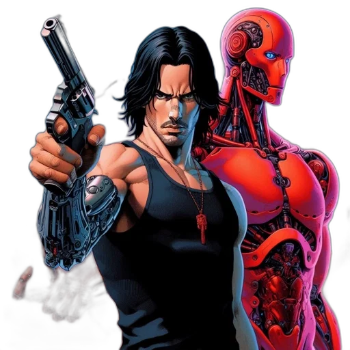 weapon, comic book art, concept art, cyberpunk transparent PNG cut-out