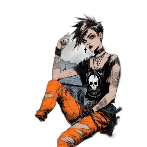 comic book art, concept art, cartoon, cyberpunk transparent PNG cut-out