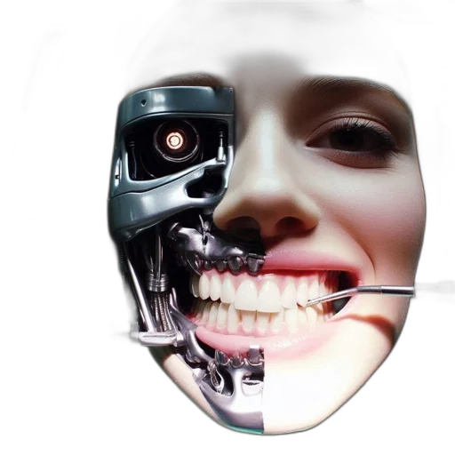 robot, face, mask, photorealistic transparent PNG cut-out