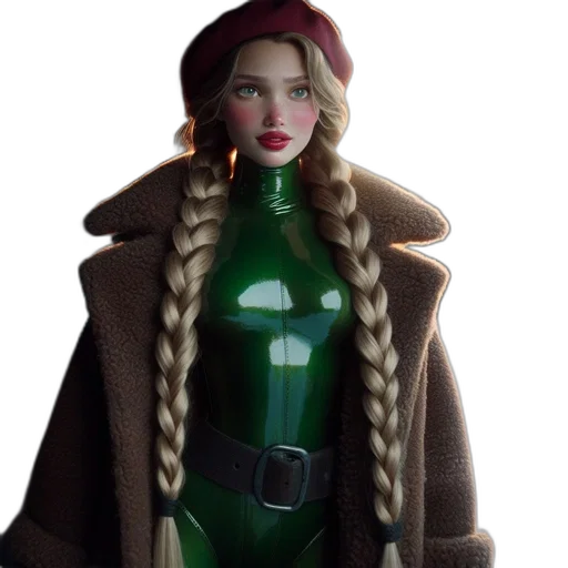 bottle, jacket, hair, 3d render transparent PNG cut-out