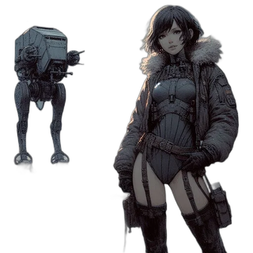 robot, jacket, concept art, cyberpunk transparent PNG cut-out