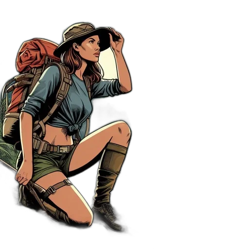 hat, weapon, jacket, comic book art transparent PNG cut-out