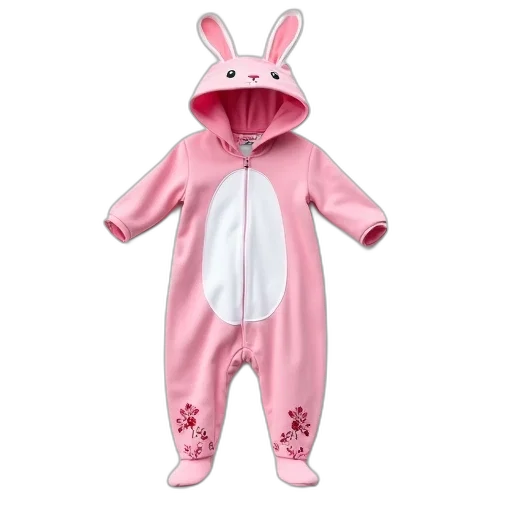 pink, onesie, white, rabbit transparent PNG cut-out
