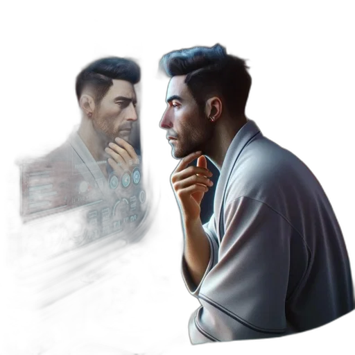 jacket, face, concept art, pixel art transparent PNG cut-out