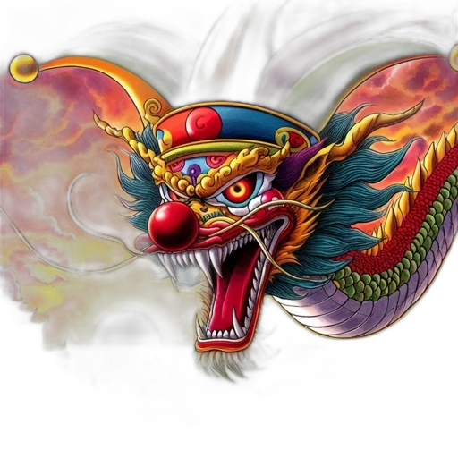 dragon, mask, staff, fantasy art transparent PNG cut-out