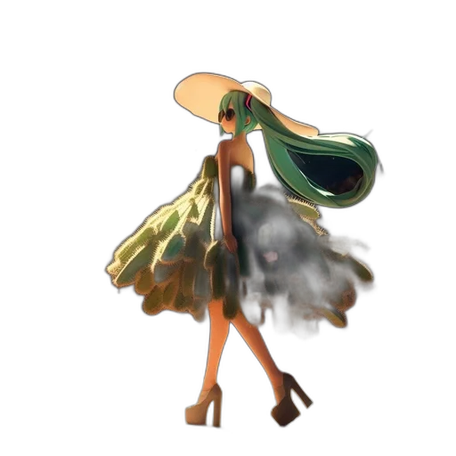 dress, hat, umbrella, staff transparent PNG cut-out