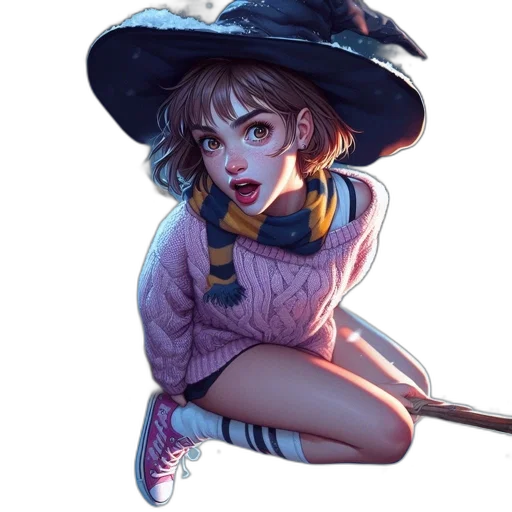 hat, staff, creature, dress transparent PNG cut-out