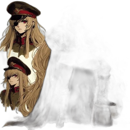 hat, hair, jacket, staff transparent PNG cut-out