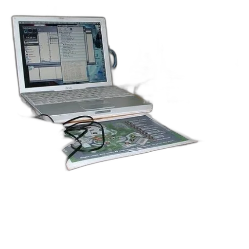 two, laptops, desk, green transparent PNG cut-out