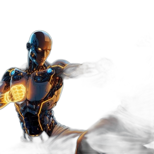 robot, concept art, 3d render, comic book art transparent PNG cut-out
