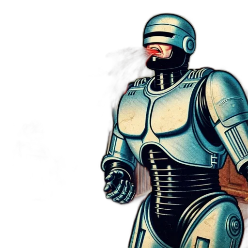 robot, concept art, comic book art, 3d render transparent PNG cut-out