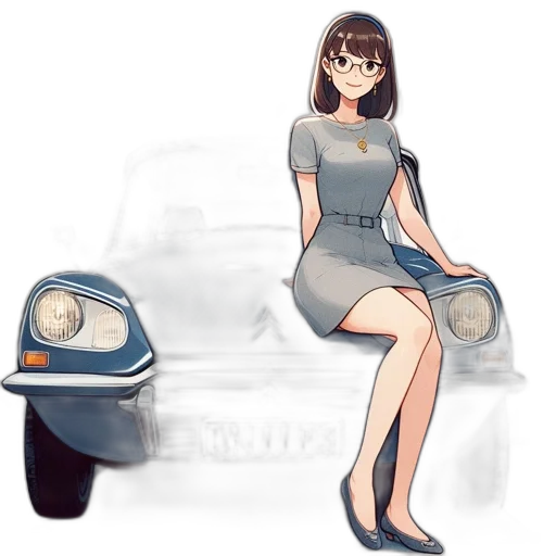 car, dress, anime, cartoon transparent PNG cut-out
