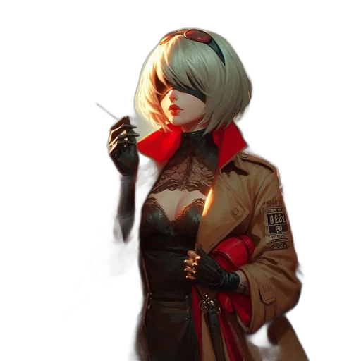 jacket, staff, weapon, face transparent PNG cut-out