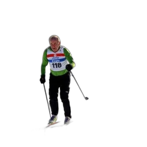 staff, two, cross-country, skiers transparent PNG cut-out