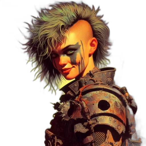 face, hair, cyberpunk, concept art transparent PNG cut-out
