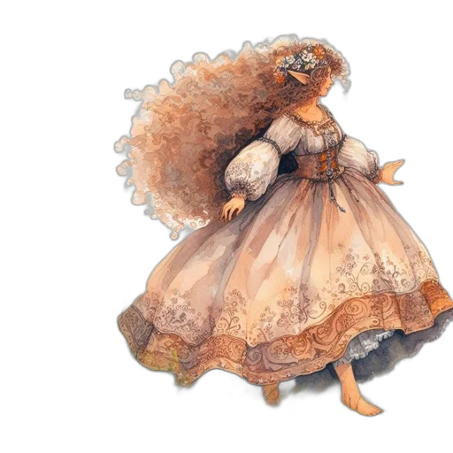 dress, hair, creature, concept art transparent PNG cut-out