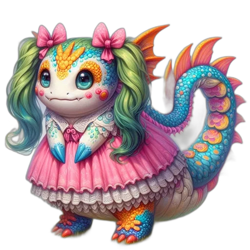 dragon, creature, animal, staff transparent PNG cut-out