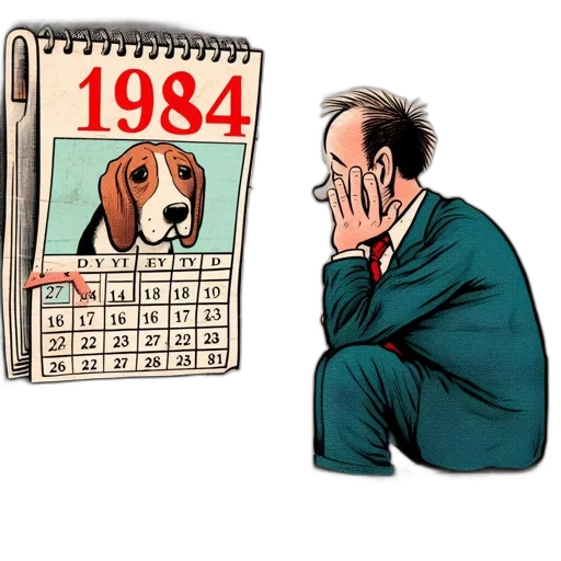 comical, scene, set, 1984 transparent PNG cut-out