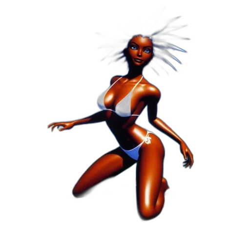 robot, hair, concept art, 3d render transparent PNG cut-out