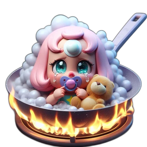 food, creature, vaporwave, 3d render transparent PNG cut-out
