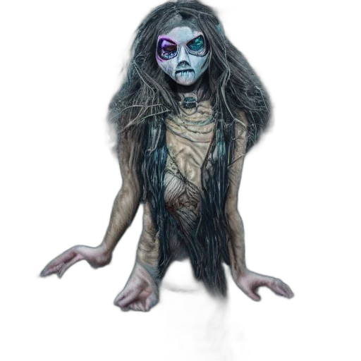 creature, mask, staff, hair transparent PNG cut-out