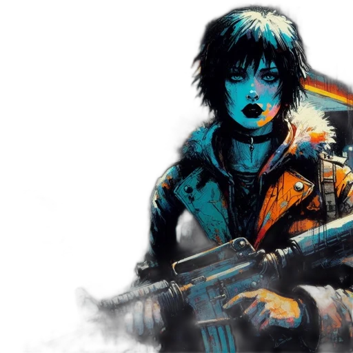 cyberpunk, comic book art, concept art, fantasy art transparent PNG cut-out