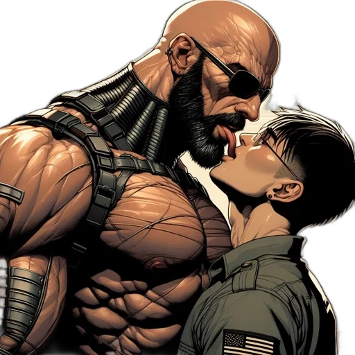 comic book art, earth tones, two, men transparent PNG cut-out