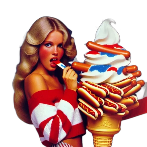 food, neon lights, blonde, woman transparent PNG cut-out
