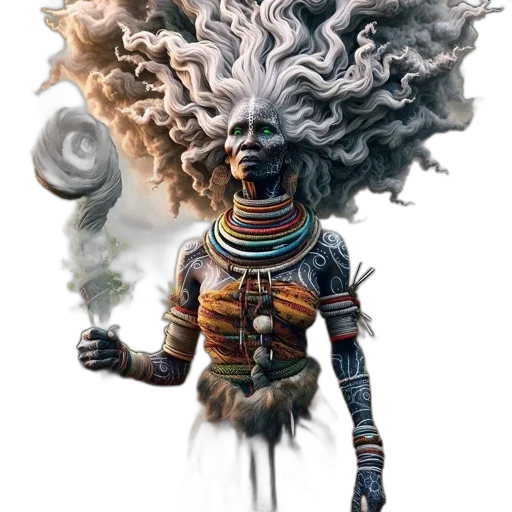 mask, staff, hair, creature transparent PNG cut-out