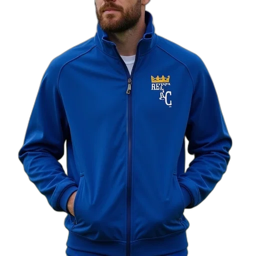 jacket, staff, 3d render, blue transparent PNG cut-out