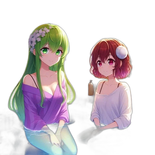 dress, flower, anime, pixel art transparent PNG cut-out