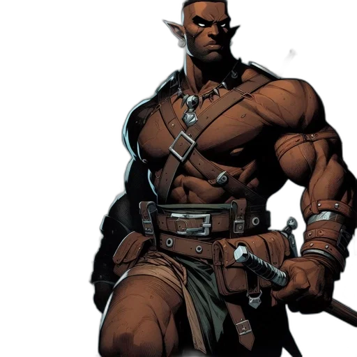 comic book art, concept art, earth tones, battle-ready transparent PNG cut-out