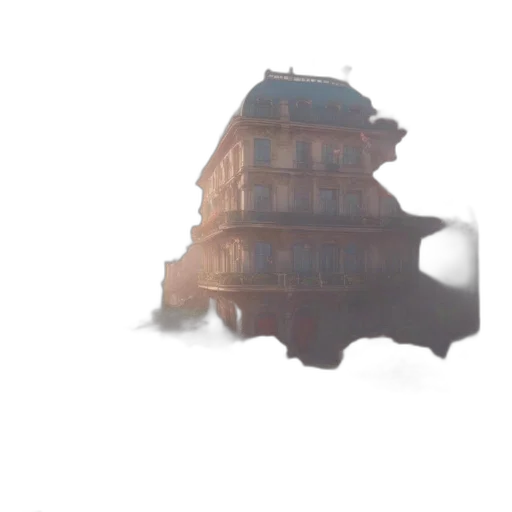 building, robot, umbrella, car transparent PNG cut-out