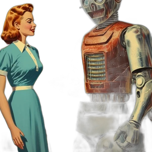 robot, dress, concept art, comic book art transparent PNG cut-out